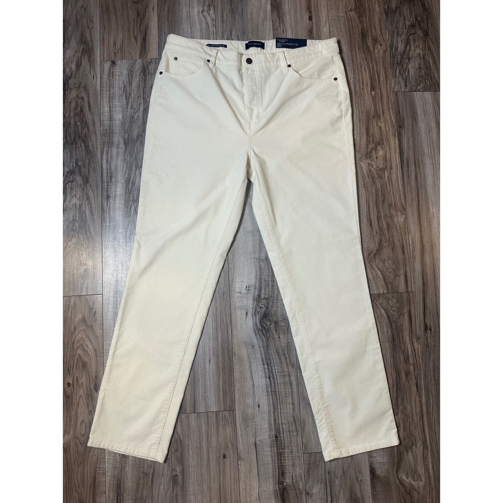 NEW Talbots Women's High Rise Straight Leg Corduroy Pants Size 14 Cream